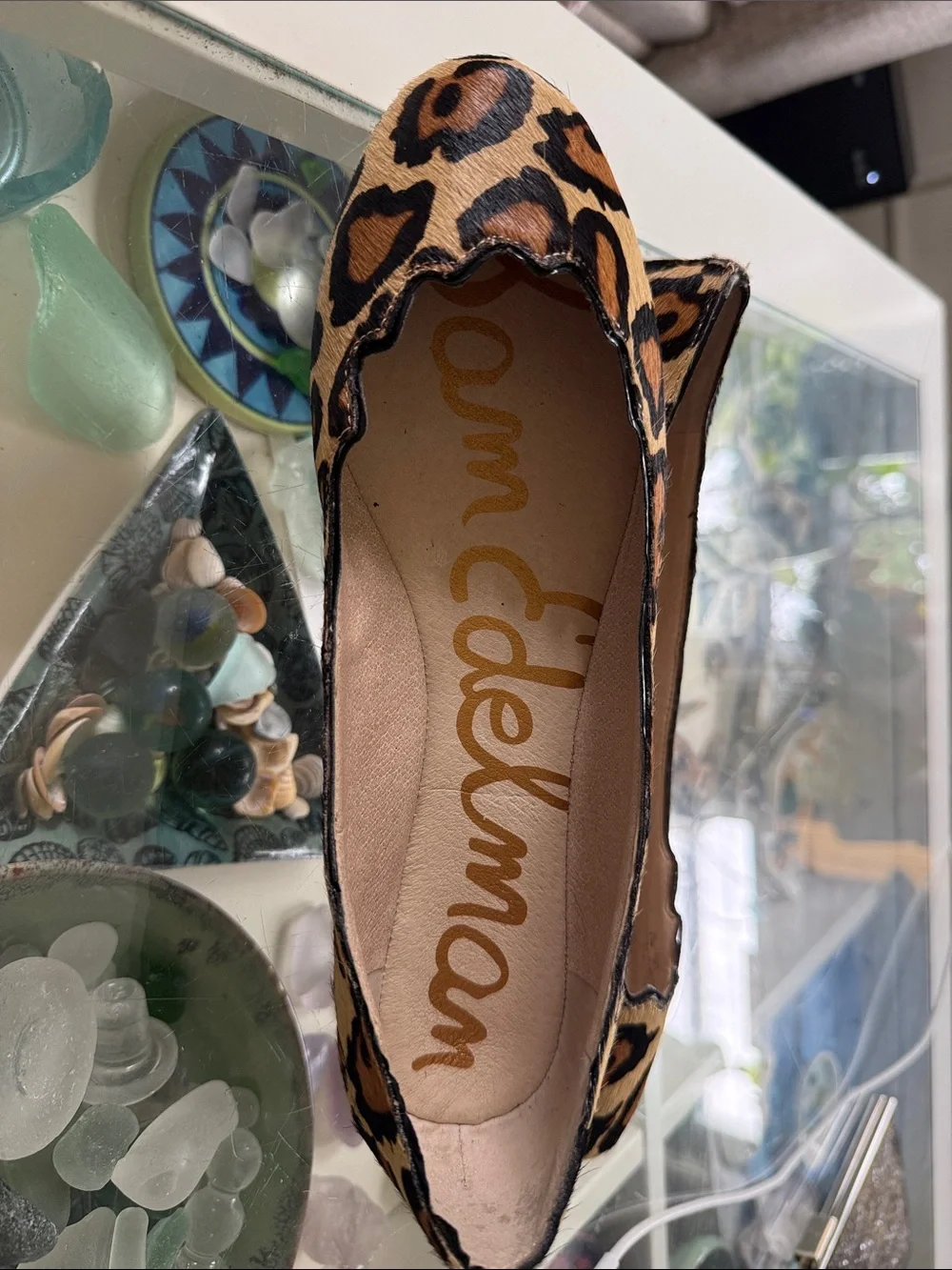 Sam Edelman Leopard Scalloped Ballet Flats in Tan and Black